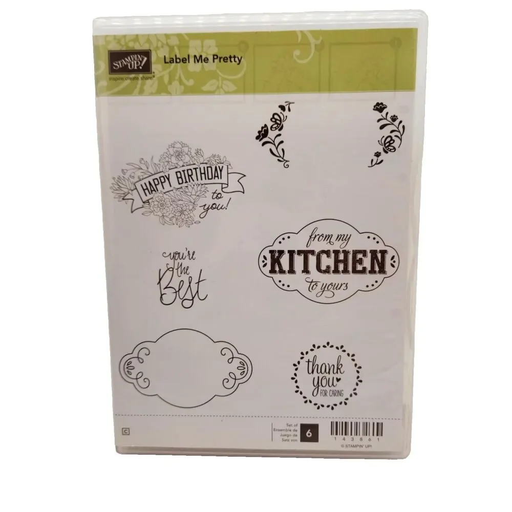 Stampin Up Label Me Pretty Cling Stamp Set Unmounted Birthday From the Kitchen